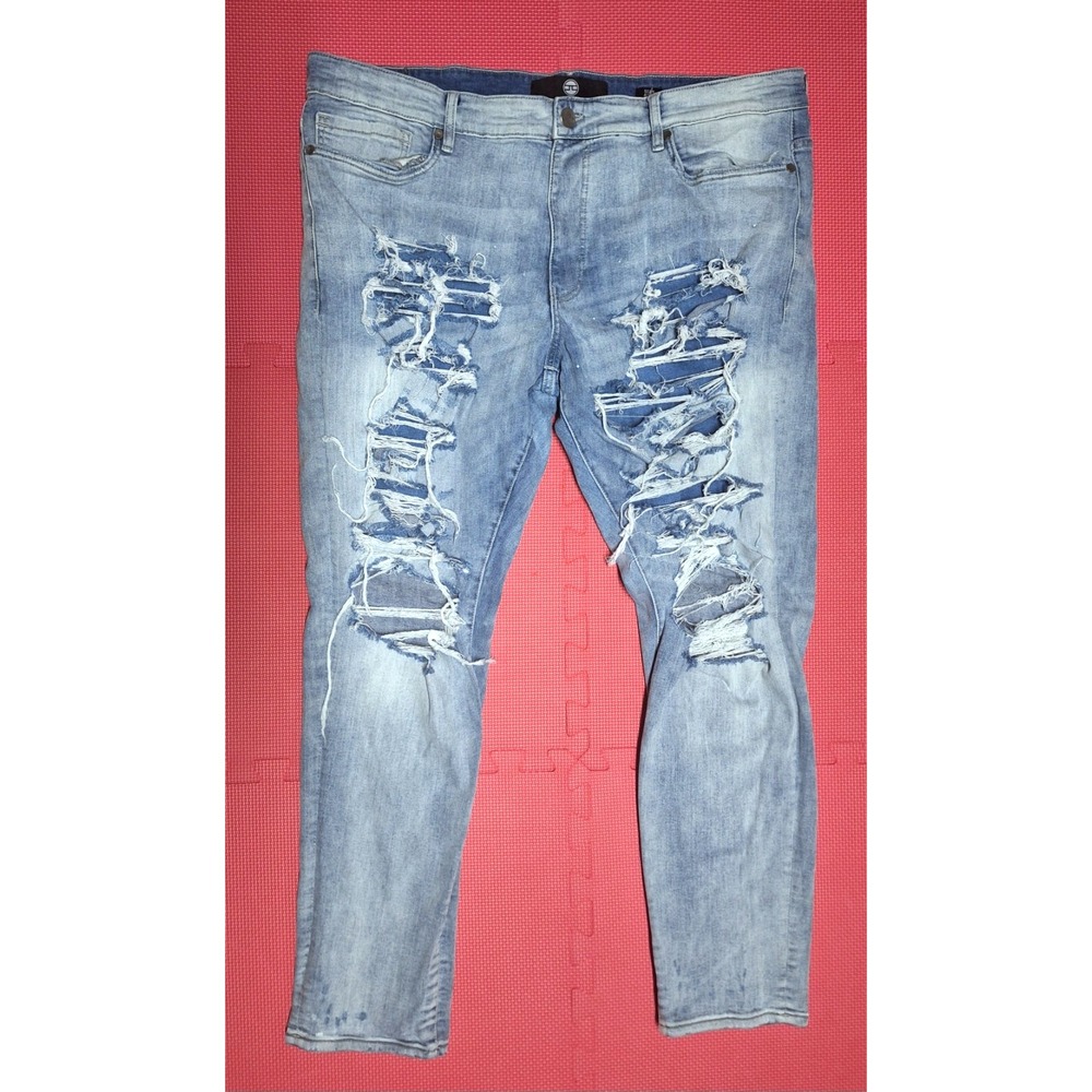 Jordan Craig Ripped Distressed Light Blue Denim Jeans Pants Size 42 Men's